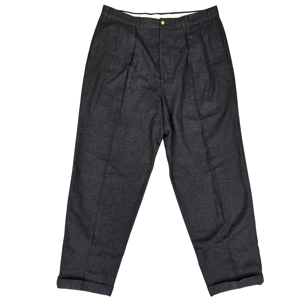 Vintage Structure Le Collezioni Mens 36S Gray Wool Blend Pleated Cuffed Pants